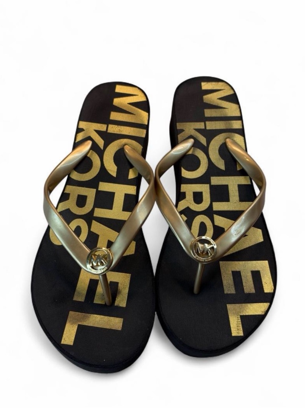 Michael Kors Gold Logo Flip Flops for Women